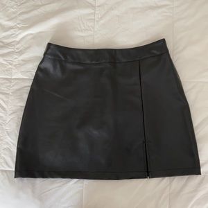 High waisted faux leather bodycon mini skirt